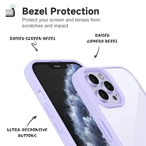 LoeoeL for iPhone 11 Pro Case Clear, Transparent Hybrid 11 Pro Phone Case [Hard Plastic & Soft Silicone Bumper] Acrylic Non Yellowing Thin Slim Protective Cover for Women, Purple Lavender - 4
