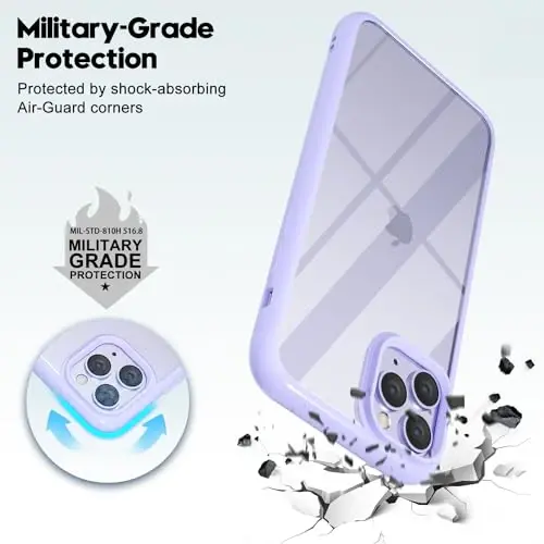 LoeoeL for iPhone 11 Pro Case Clear, Transparent Hybrid 11 Pro Phone Case [Hard Plastic & Soft Silicone Bumper] Acrylic Non Yellowing Thin Slim Protective Cover for Women, Purple Lavender - 6