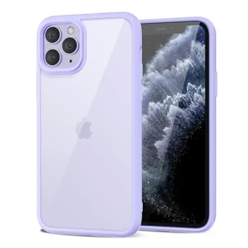 LoeoeL for iPhone 11 Pro Case Clear, Transparent Hybrid 11 Pro Phone Case [Hard Plastic & Soft Silicone Bumper] Acrylic Non Yellowing Thin Slim Protective Cover for Women, Purple Lavender 
