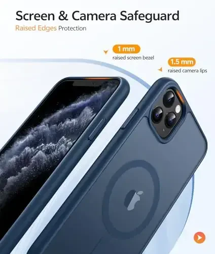 FNTCASE for iPhone 11 Pro Case: [Compatible with Magsafe] Translucent Matte Magnetic Phone Cover - Military Grade Drop Protection Shockproof Protective for iPhone 11Pro 2019 Cases - Blue - 4