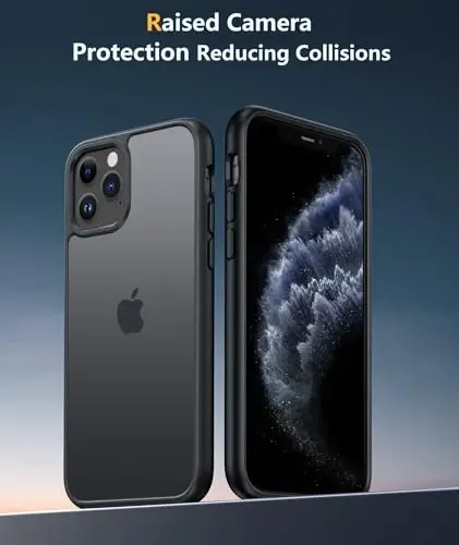 FNTCASE for iPhone 11 Pro Case: Translucent Matte Military Grade Drop Protection Phone Cover | Slim Anti-Slip Durable Shockproof for iPhone 11Pro 2019 Cases (5.8 inch Black) - 3