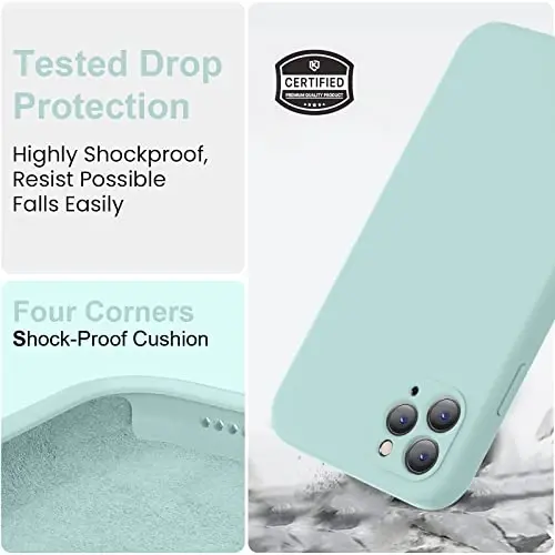 Vooii Compatible with iPhone 11 Pro Case, Upgraded Liquid Silicone with [Flat Edges] [Camera Protection] [Soft Anti-Scratch Microfiber Lining] Phone Case for iPhone 11 Pro 5.8 inch - Mint - 5