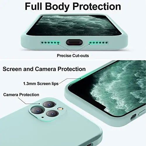 Vooii Compatible with iPhone 11 Pro Case, Upgraded Liquid Silicone with [Flat Edges] [Camera Protection] [Soft Anti-Scratch Microfiber Lining] Phone Case for iPhone 11 Pro 5.8 inch - Mint - 4