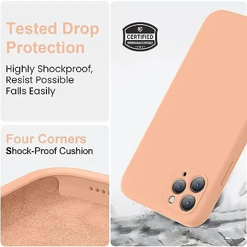 Vooii Compatible with iPhone 11 Pro Case, Upgraded Liquid Silicone with [Flat Edges] [Camera Protection] [Soft Anti-Scratch Microfiber Lining] Phone Case for iPhone 11 Pro 5.8 inch - Cantaloupe - 5