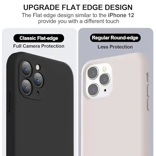 Vooii Compatible with iPhone 11 Pro Case, Upgraded Liquid Silicone with [Flat Edges] [Camera Protection] [Soft Anti-Scratch Microfiber Lining] Phone Case for iPhone 11 Pro 5.8 inch - Black - 3