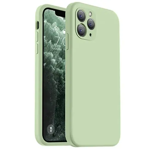 Vooii Compatible with iPhone 11 Pro Case, Upgraded Liquid Silicone with [Flat Edges] [Camera Protection] [Soft Anti-Scratch Microfiber Lining] Phone Case for iPhone 11 Pro 5.8 inch - Matcha - 1