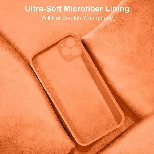 iPhone 11 Pro Kılıfı ile Uyumlu Vooii, [Düz Kenarlar] [Kamera Koruması] [Yumuşak Çizilmez Mikrofiber Astar] ile Yükseltilmiş Sıvı Silikon iPhone 11 Pro 5.8 inç için Telefon Kılıfı - Parlak Turuncu - 1