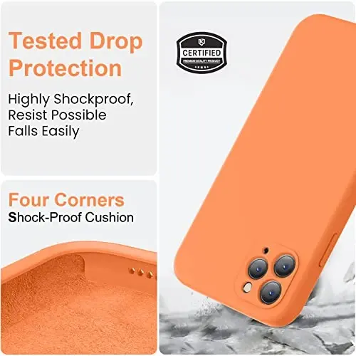 Vooii Compatible with iPhone 11 Pro Case, Upgraded Liquid Silicone with [Flat Edges] [Camera Protection] [Soft Anti-Scratch Microfiber Lining] Phone Case for iPhone 11 Pro 5.8 inch - Bright Orange - 5