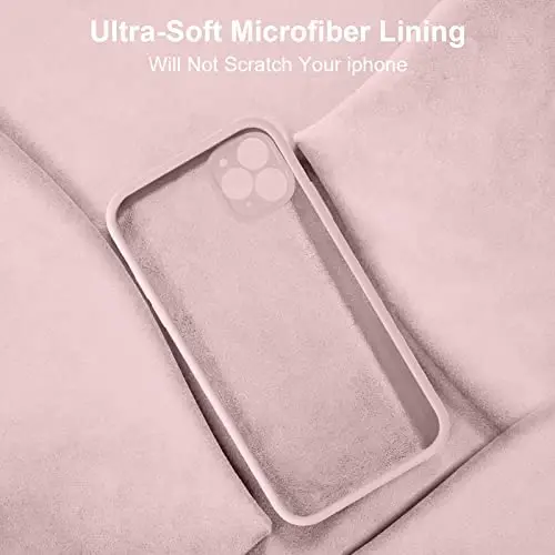 Vooii Compatible with iPhone 11 Pro Case, Upgraded Liquid Silicone with [Flat Edges] [Camera Protection] [Soft Anti-Scratch Microfiber Lining] - Sand Pink - 6