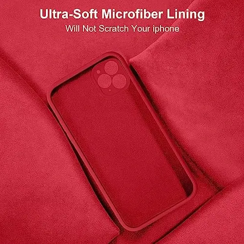 Vooii Compatible with iPhone 11 Pro Case, Upgraded Liquid Silicone with [Flat Edges] [Camera Protection] [Soft Anti-Scratch Microfiber Lining] Phone Case for iPhone 11 Pro 5.8 inch - Red 