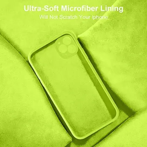 Vooii Compatible with iPhone 11 Pro Case, Upgraded Liquid Silicone with [Flat Edges][Camera Protection][Soft Anti-Scratch Microfiber Lining] Phone Case for iPhone 11 Pro 5.8 inch - Fluorescent Green - 6