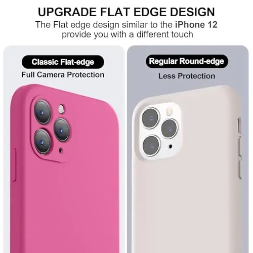 Vooii Compatible with iPhone 11 Pro Case, Upgraded Liquid Silicone with [Flat Edges] [Camera Protection] [Soft Anti-Scratch Microfiber Lining] Phone Case for iPhone 11 Pro 5.8 inch - Pitaya - 3