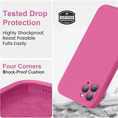 Vooii Compatible with iPhone 11 Pro Case, Upgraded Liquid Silicone with [Flat Edges] [Camera Protection] [Soft Anti-Scratch Microfiber Lining] Phone Case for iPhone 11 Pro 5.8 inch - Pitaya - 5