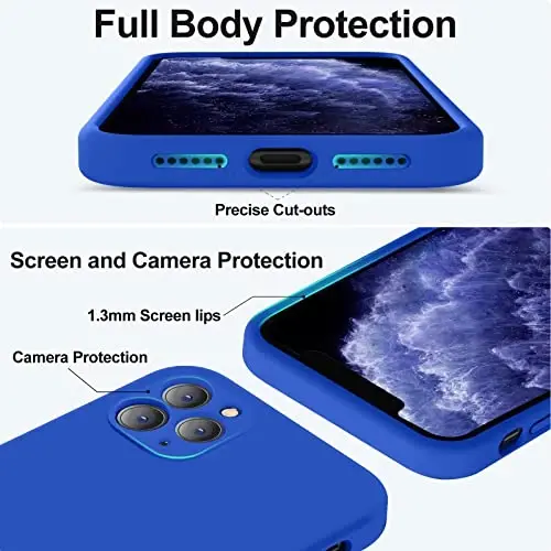 Vooii Compatible with iPhone 11 Pro Case, Upgraded Liquid Silicone with [Flat Edges] [Camera Protection] [Soft Anti-Scratch Microfiber Lining] Phone Case for iPhone 11 Pro 5.8 inch - Klein Blue - 4