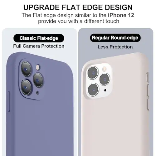 Vooii Compatible with iPhone 11 Pro Case, Upgraded Liquid Silicone with [Flat Edges] [Camera Protection] [Soft Anti-Scratch Microfiber Lining] Phone Case for iPhone 11 Pro 5.8 inch - Lavender Grey - 3