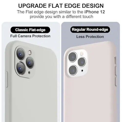 Vooii Compatible with iPhone 11 Pro Case, Upgraded Liquid Silicone with [Flat Edges] [Camera Protection] [Soft Anti-Scratch Microfiber Lining] Phone Case for iPhone 11 Pro 5.8 inch - Stone - 3