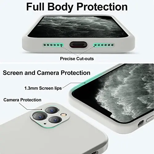 Vooii Compatible with iPhone 11 Pro Case, Upgraded Liquid Silicone with [Flat Edges] [Camera Protection] [Soft Anti-Scratch Microfiber Lining] Phone Case for iPhone 11 Pro 5.8 inch - Stone - 4