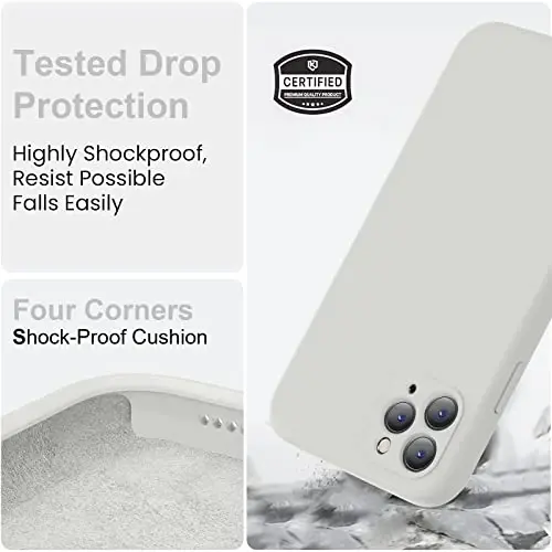 Vooii Compatible with iPhone 11 Pro Case, Upgraded Liquid Silicone with [Flat Edges] [Camera Protection] [Soft Anti-Scratch Microfiber Lining] Phone Case for iPhone 11 Pro 5.8 inch - Stone - 5