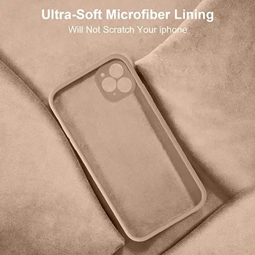 Vooii Compatible with iPhone 11 Pro Case, Upgraded Liquid Silicone with [Flat Edges] [Camera Protection] [Soft Anti-Scratch Microfiber Lining] Phone Case for iPhone 11 Pro 5.8 inch - Light Brown - 6