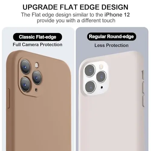 Vooii Compatible with iPhone 11 Pro Case, Upgraded Liquid Silicone with [Flat Edges] [Camera Protection] [Soft Anti-Scratch Microfiber Lining] Phone Case for iPhone 11 Pro 5.8 inch - Light Brown - 3