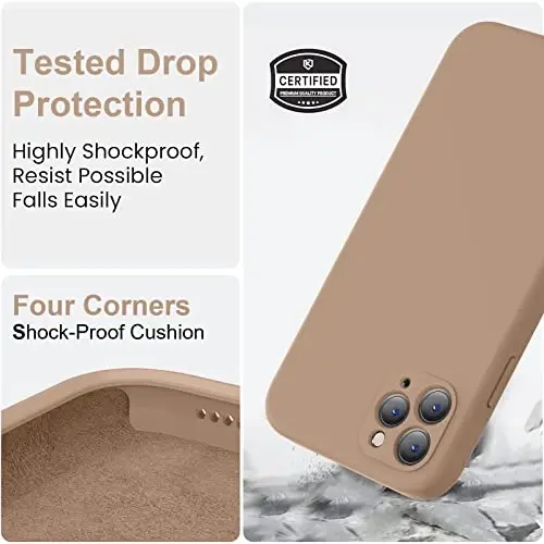 Vooii Compatible with iPhone 11 Pro Case, Upgraded Liquid Silicone with [Flat Edges] [Camera Protection] [Soft Anti-Scratch Microfiber Lining] Phone Case for iPhone 11 Pro 5.8 inch - Light Brown - 5
