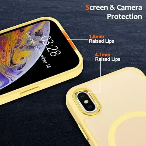 Anuck Case for iPhone Xs Max Case Magnetic Phone Case Compatible with MagSafe, Soft TPU Bumper Hard Translucent Matte Back Slim Fit Shockproof Protective Cover for Men Women Girls - Yellow - 3