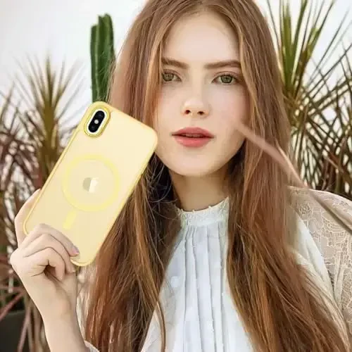 Anuck Case for iPhone Xs Max Case Magnetic Phone Case Compatible with MagSafe, Soft TPU Bumper Hard Translucent Matte Back Slim Fit Shockproof Protective Cover for Men Women Girls - Yellow - 6