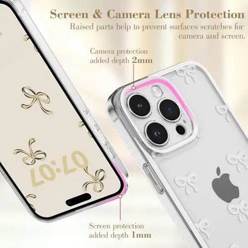 EYZUTAK Case for iPhone 11 Pro Max, Clear Cute Ribbon Bowknot Pattern Aesthetic Transparent Phone Case Raised Camera Protection Stylish Slim Soft Durable TPU Protective Cover for Women Girls - White - 7