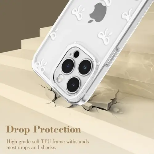 EYZUTAK Case for iPhone 11 Pro Max, Clear Cute Ribbon Bowknot Pattern Aesthetic Transparent Phone Case Raised Camera Protection Stylish Slim Soft Durable TPU Protective Cover for Women Girls - White - 3