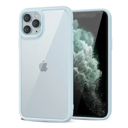 iPhone 11 Pro Max için LoeoeL Kılıf Şeffaf, Transparan Hibrit 11 Pro Max Telefon Kılıfı [Sert Plastik ve Yumuşak Silikon Tampon] Akrilik Sararmayan İnce Koruyucu Kapak Kadınlar için, Açık Mavi 