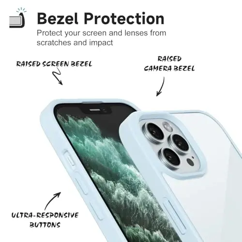 iPhone 11 Pro Max için LoeoeL Kılıf Şeffaf, Transparan Hibrit 11 Pro Max Telefon Kılıfı [Sert Plastik ve Yumuşak Silikon Tampon] Akrilik Sararmayan İnce Koruyucu Kapak Kadınlar için, Açık Mavi - 4
