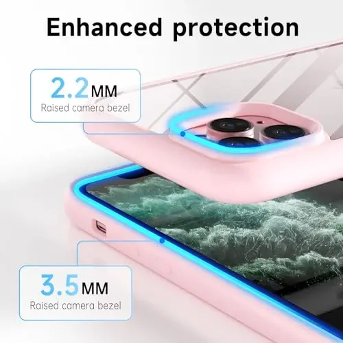 LoeoeL for iPhone 11 Pro Max Case Clear, Transparent Hybrid 11 Pro Max Phone Case [Hard Plastic & Soft Silicone Bumper] Acrylic Non Yellowing Thin Slim Protective Cover for Women, Light Pink - 9