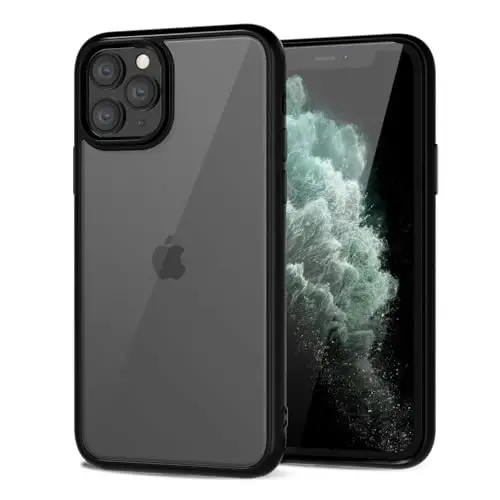 LoeoeL for iPhone 11 Pro Max Case Clear, Transparent Hybrid 11 Pro Max Phone Case [Hard Plastic & Soft Silicone Bumper] Acrylic Non Yellowing Thin Slim Protective Cover for Women, Black 