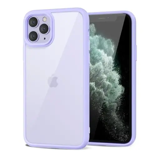 LoeoeL for iPhone 11 Pro Max Case Clear, Transparent Hybrid 11 Pro Max Phone Case [Hard Plastic & Soft Silicone Bumper] Acrylic Non Yellowing Thin Slim Protective Cover for Women, Purple Lavender - LOEOEL