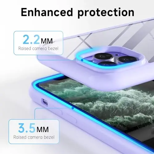 LoeoeL for iPhone 11 Pro Max Case Clear, Transparent Hybrid 11 Pro Max Phone Case [Hard Plastic & Soft Silicone Bumper] Acrylic Non Yellowing Thin Slim Protective Cover for Women, Purple Lavender - 5