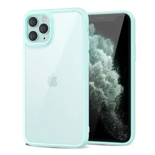 LoeoeL for iPhone 11 Pro Max Case Clear, Transparent Hybrid 11 Pro Max Phone Case [Hard Plastic & Soft Silicone Bumper] Acrylic Non Yellowing Thin Slim Protective Cover for Women, Teal 
