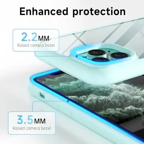 LoeoeL for iPhone 11 Pro Max Case Clear, Transparent Hybrid 11 Pro Max Phone Case [Hard Plastic & Soft Silicone Bumper] Acrylic Non Yellowing Thin Slim Protective Cover for Women, Teal - 5