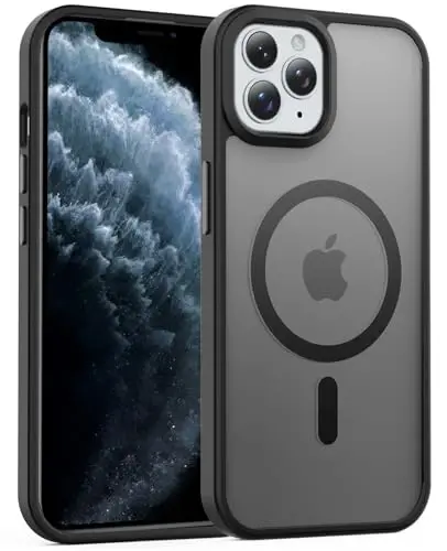 Temdan for iPhone 11 Pro Max Case, Compatible with Magsafe, Anti-Yellowing, Military-Grade Protection, Shockproof Slim Magnetic Phone Case Cover, Black - 1