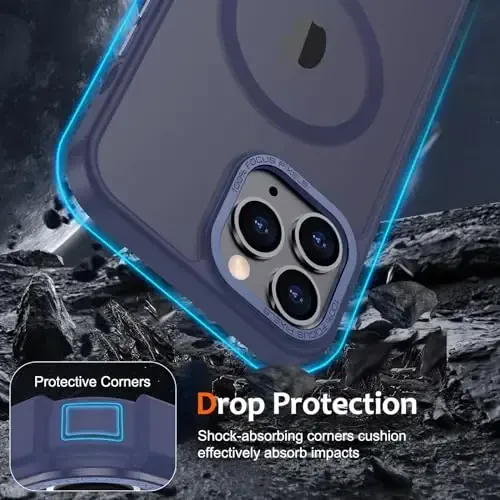 Anuck Case for iPhone 11 Pro Max Case Magnetic Phone Case Compatible with MagSafe, Soft TPU Bumper Hard Translucent Matte Back Slim Fit Shockproof Protective Cover for Men Women Girls - Dark Blue - 4