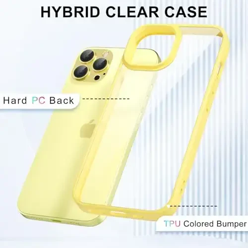 LoeoeL for iPhone 11 Pro Max Case Clear, Transparent Hybrid 11 Pro Max Phone Case [Hard Plastic & Soft Silicone Bumper] Acrylic Non Yellowing Thin Slim Protective Cover for Women, Yellow - 3