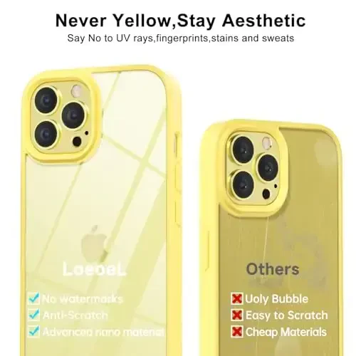 LoeoeL for iPhone 11 Pro Max Case Clear, Transparent Hybrid 11 Pro Max Phone Case [Hard Plastic & Soft Silicone Bumper] Acrylic Non Yellowing Thin Slim Protective Cover for Women, Yellow - 4