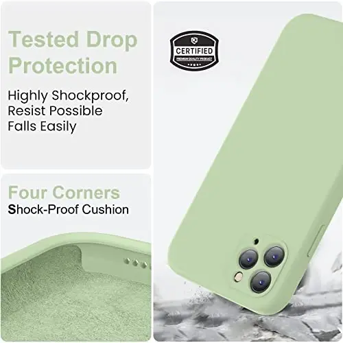 Vooii Compatible with iPhone 11 Pro Max Case, Upgraded Liquid Silicone with [Flat Edges] [Camera Protection] [Soft Anti-Scratch Microfiber Lining] Phone Case for iPhone 11 Pro Max - Matcha - 5