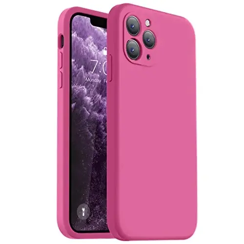 Vooii Compatible with iPhone 11 Pro Max Case, Upgraded Liquid Silicone with [Flat Edges] [Camera Protection] [Soft Anti-Scratch Microfiber Lining] Phone Case for iPhone 11 Pro Max - Pitaya - 1