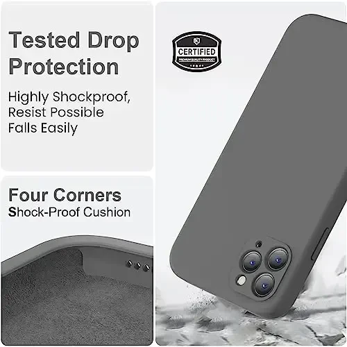 Vooii Compatible with iPhone 11 Pro Max Case, Upgraded Liquid Silicone with [Flat Edges] [Camera Protection] [Soft Anti-Scratch Microfiber Lining] Phone Case for iPhone 11 Pro Max - Dark Grey - 5