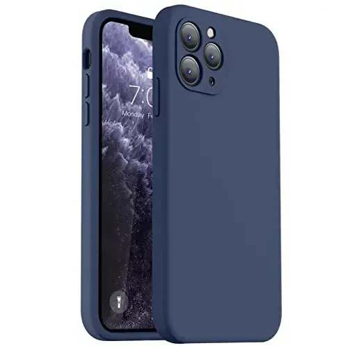 Vooii Compatible with iPhone 11 Pro Max Case, Upgraded Liquid Silicone with [Flat Edges] [Camera Protection] [Soft Anti-Scratch Microfiber Lining] Phone Case for iPhone 11 Pro Max - Navy Blue - 1