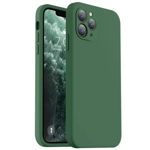 Vooii Compatible with iPhone 11 Pro Max Case, Upgraded Liquid Silicone with [Flat Edges] [Camera Protection] [Soft Anti-Scratch Microfiber Lining] Phone Case for iPhone 11 Pro Max - Green 