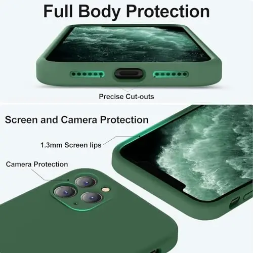 Vooii Compatible with iPhone 11 Pro Max Case, Upgraded Liquid Silicone with [Flat Edges] [Camera Protection] [Soft Anti-Scratch Microfiber Lining] Phone Case for iPhone 11 Pro Max - Green - 4