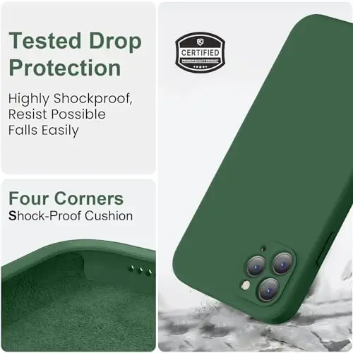Vooii Compatible with iPhone 11 Pro Max Case, Upgraded Liquid Silicone with [Flat Edges] [Camera Protection] [Soft Anti-Scratch Microfiber Lining] Phone Case for iPhone 11 Pro Max - Green - 5