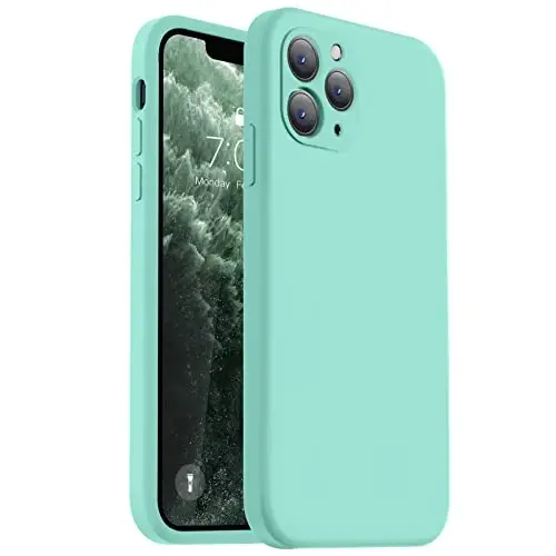 Vooii Compatible with iPhone 11 Pro Max Case, Upgraded Liquid Silicone with [Flat Edges] [Camera Protection] [Soft Anti-Scratch Microfiber Lining] Phone Case for iPhone 11 Pro Max - Sea Blue - 1