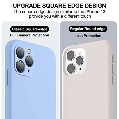 Vooii Compatible with iPhone 11 Pro Max Case, Upgraded Liquid Silicone with [Flat Edges] [Camera Protection] [Soft Anti-Scratch Microfiber Lining] Phone Case for iPhone 11 Pro Max - Light Blue - 3